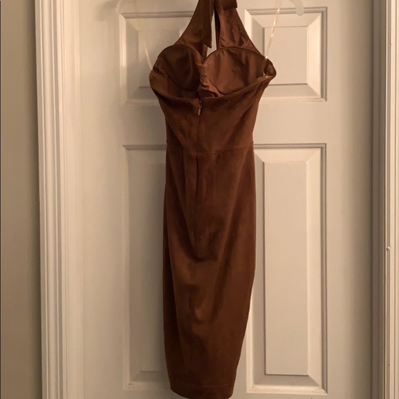 Cross haltered bustier brown dress - Picture 3 of 5